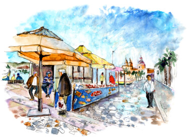 Painting titled "Marsaxlokk 07" by Miki De Goodaboom, Original Artwork, Watercolor