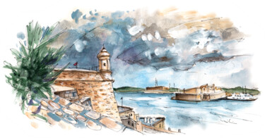 Картина под названием "Valletta 03" - Miki De Goodaboom, Подлинное произведение искусства, Акварель