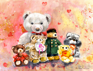 Painting titled "The Dianas Bears" by Miki De Goodaboom, Original Artwork, Watercolor