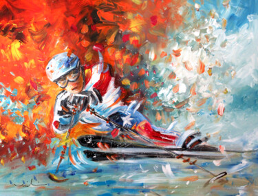 "Skiing 14" başlıklı Tablo Miki De Goodaboom tarafından, Orijinal sanat, Akrilik