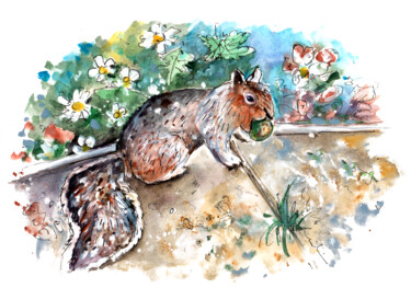 "A Squirrel In York" başlıklı Tablo Miki De Goodaboom tarafından, Orijinal sanat, Suluboya
