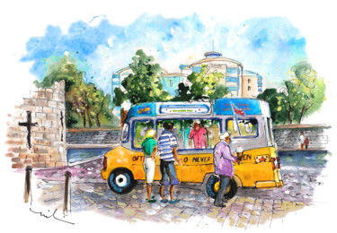 Картина под названием "Icecream Van In Yor…" - Miki De Goodaboom, Подлинное произведение искусства, Акварель