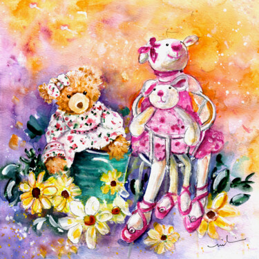 Painting titled "The Bear And The Ba…" by Miki De Goodaboom, Original Artwork, Watercolor