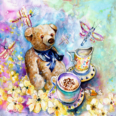 Pittura intitolato "The Teddy Bear And…" da Miki De Goodaboom, Opera d'arte originale, Acquarello