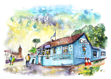 Peinture intitulée "Cafe Harbourview In…" par Miki De Goodaboom, Œuvre d'art originale, Aquarelle
