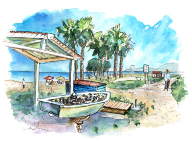 Malerei mit dem Titel "Playa De Los Rubios…" von Miki De Goodaboom, Original-Kunstwerk, Aquarell
