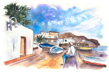 Painting titled "La Isleta Del Moro…" by Miki De Goodaboom, Original Artwork, Watercolor