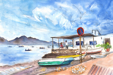 Schilderij getiteld "La Isleta Del Moro…" door Miki De Goodaboom, Origineel Kunstwerk, Aquarel