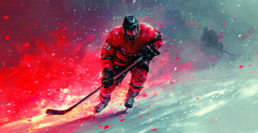 Grafika cyfrowa / sztuka generowana cyfrowo zatytułowany „Ice Hockey Passion…” autorstwa Miki De Goodaboom, Oryginalna praca…