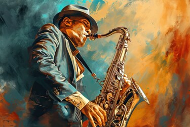 「Saxophone Player 01」というタイトルのデジタルアーツ Miki De Goodaboomによって, オリジナルのアートワーク, デジタル絵画