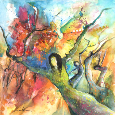 Pintura intitulada "Women And Trees 02" por Miki De Goodaboom, Obras de arte originais, Aquarela