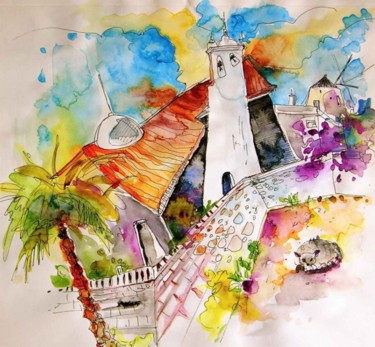 Painting titled "Church in Castro Ma…" by Miki De Goodaboom, Original Artwork, Other