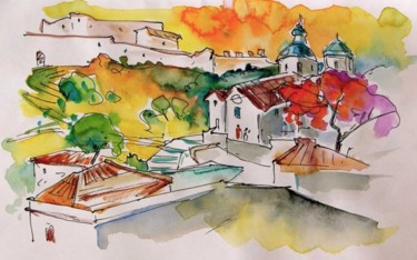 Painting titled "Roofs in Castro Mar…" by Miki De Goodaboom, Original Artwork, Other