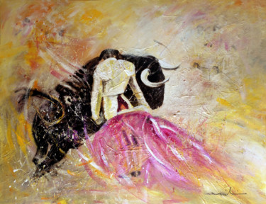 Ζωγραφική με τίτλο "Bullfight 74" από Miki De Goodaboom, Αυθεντικά έργα τέχνης, Ακρυλικό
