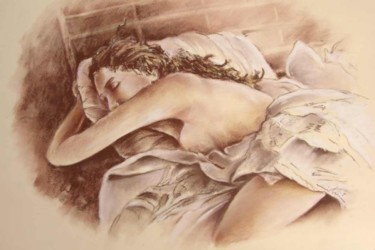 "Sleeping Beauty" başlıklı Tablo Miki De Goodaboom tarafından, Orijinal sanat, Petrol