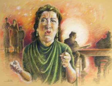 Painting titled "Flamenco Singer" by Miki De Goodaboom, Original Artwork, Oil