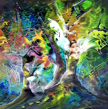 Painting titled "The Swan" by Miki De Goodaboom, Original Artwork, Acrylic