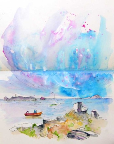 Pittura intitolato "sea and Sky in Peni…" da Miki De Goodaboom, Opera d'arte originale, Olio