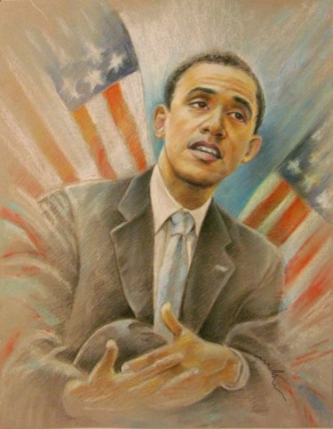 Schilderij getiteld "Barack Obama -4- :…" door Miki De Goodaboom, Origineel Kunstwerk, Olie