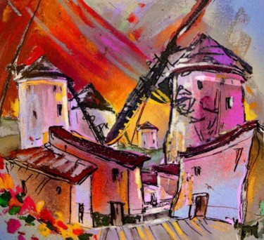 绘画 标题为“The Windmills del Q…” 由Miki De Goodaboom, 原创艺术品, 油