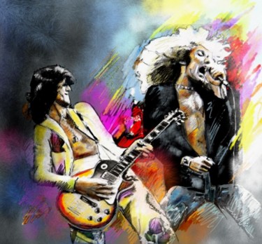 Painting titled "Jimmy Page and Robe…" by Miki De Goodaboom, Original Artwork, Oil