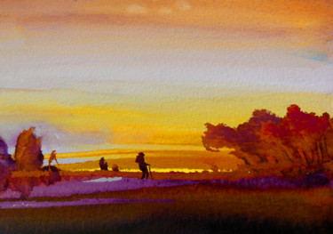 Pittura intitolato "Sunset 07" da Miki De Goodaboom, Opera d'arte originale, Acquarello