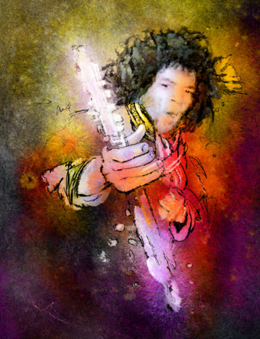 Картина под названием "Jimi Hendrix 01" - Miki De Goodaboom, Подлинное произведение искусства, Масло