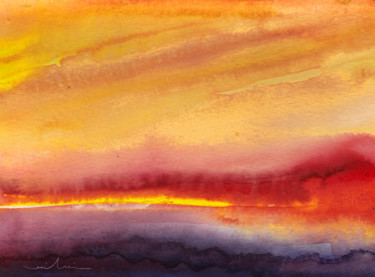 Peinture intitulée "Sunset 21" par Miki De Goodaboom, Œuvre d'art originale, Aquarelle