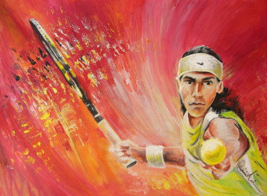 Schilderij getiteld "Rafael Nadal" door Miki De Goodaboom, Origineel Kunstwerk, Acryl