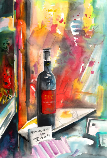 Painting titled "Alabastro Wine from…" by Miki De Goodaboom, Original Artwork, Watercolor