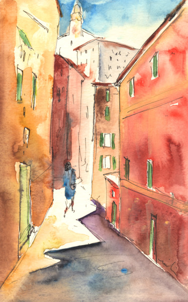 Schilderij getiteld "Camogli 03" door Miki De Goodaboom, Origineel Kunstwerk, Aquarel