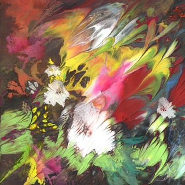 Painting titled "Wild Flowers 04" by Miki De Goodaboom, Original Artwork, Oil