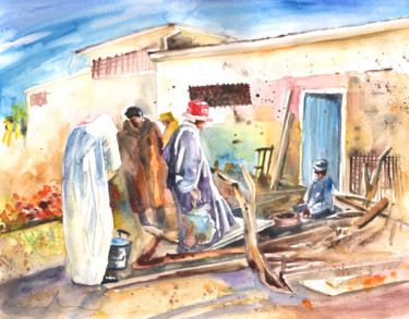 Painting titled "Moroccan Market 02" by Miki De Goodaboom, Original Artwork, Oil