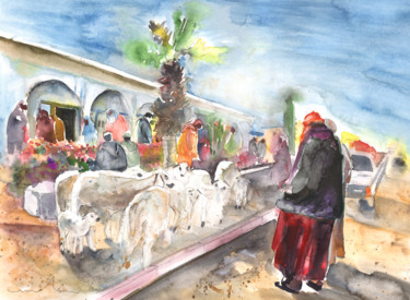 "Moroccan Market 07" başlıklı Tablo Miki De Goodaboom tarafından, Orijinal sanat, Petrol