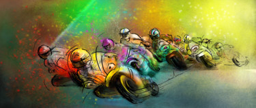 Pittura intitolato "Motorbike Racing 02" da Miki De Goodaboom, Opera d'arte originale, Acrilico