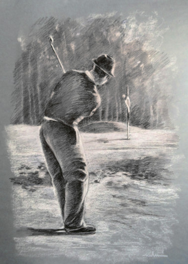 Painting titled "Golf Chip" by Miki De Goodaboom, Original Artwork, Pastel