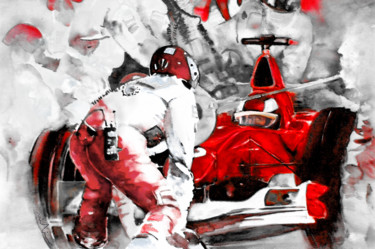 Картина под названием "Ferrari Formula 1" - Miki De Goodaboom, Подлинное произведение искусства, Масло