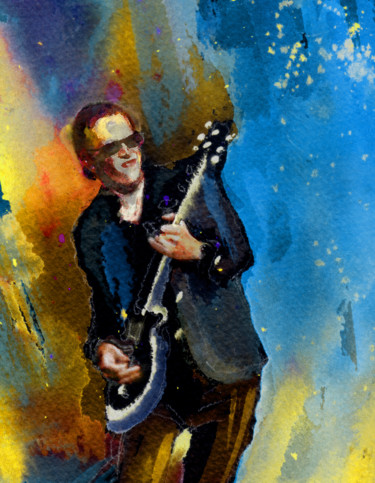 Painting titled "Joe Bonamassa 03 bis" by Miki De Goodaboom, Original Artwork, Oil