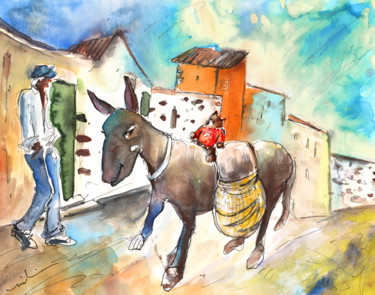 Pittura intitolato "The Donkey and The…" da Miki De Goodaboom, Opera d'arte originale, Olio