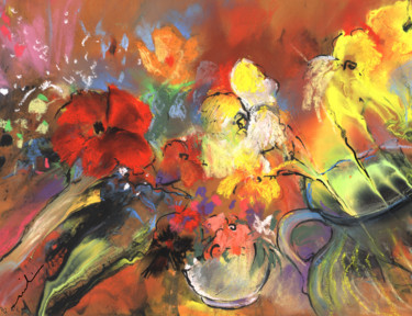 Ζωγραφική με τίτλο "Flowers of Joy" από Miki De Goodaboom, Αυθεντικά έργα τέχνης, Ακρυλικό