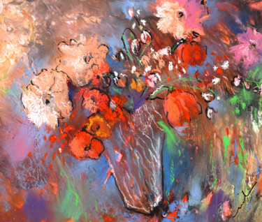 Schilderij getiteld "Wild Flower Bouquet…" door Miki De Goodaboom, Origineel Kunstwerk, Gouache
