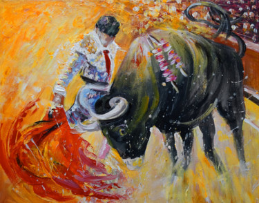 「Bullfighting in Neo…」というタイトルの絵画 Miki De Goodaboomによって, オリジナルのアートワーク, アクリル