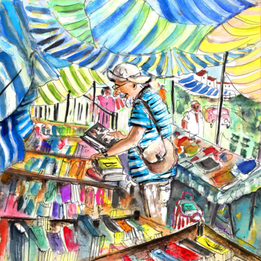 绘画 标题为“Book Stall on Turre…” 由Miki De Goodaboom, 原创艺术品, 水彩