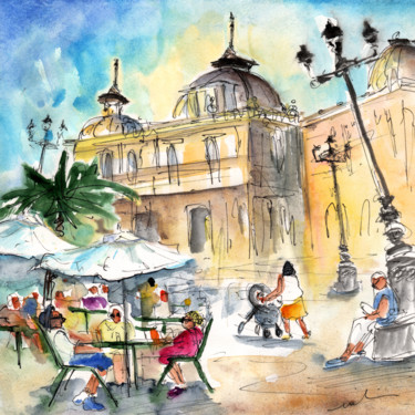 Painting titled "Life in Cartagena 02" by Miki De Goodaboom, Original Artwork, Watercolor