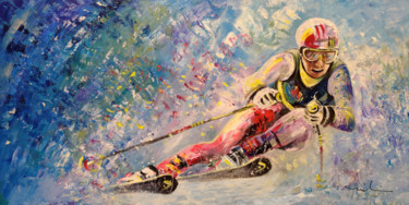 「Skiing 08」というタイトルの絵画 Miki De Goodaboomによって, オリジナルのアートワーク, アクリル