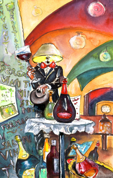 Painting titled "The Lampman from Be…" by Miki De Goodaboom, Original Artwork, Watercolor
