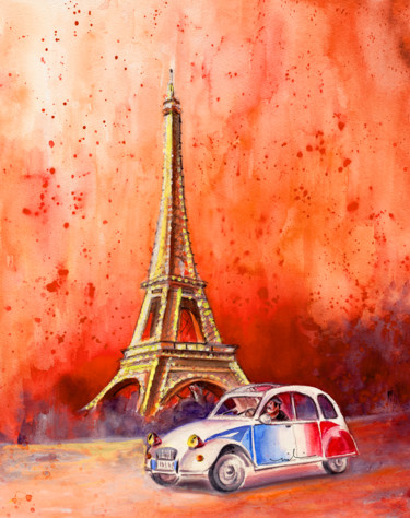 Malerei mit dem Titel "Paris Authentic" von Miki De Goodaboom, Original-Kunstwerk, Aquarell
