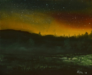 Peinture intitulée "Night landscape 1" par Goran Vojinovic (VoG), Œuvre d'art originale, Huile
