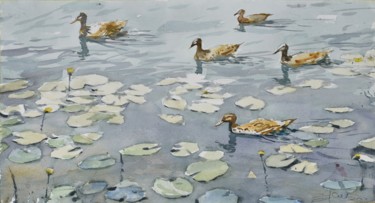 Malerei mit dem Titel "Ducks" von Goran Žigolić (watercolors), Original-Kunstwerk, Aquarell