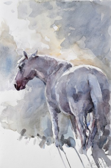 제목이 "Horse steam"인 미술작품 Goran Žigolić (watercolors)로, 원작, 수채화